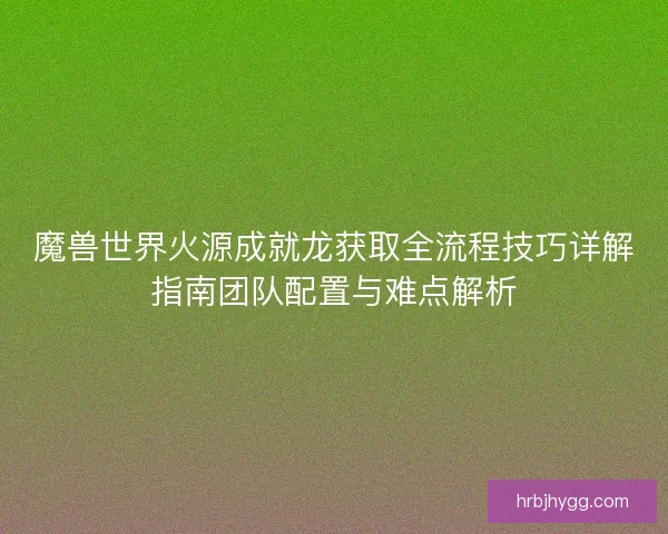 魔兽世界火源成就龙获取全流程技巧详解指南团队配置与难点解析